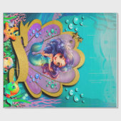 人魚姫と海底の世界 誕生日パーティー ラッピングペーパー (フラット)