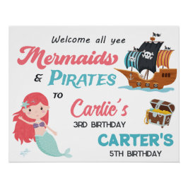人魚姫と海賊の合同誕生日パーティー、年齢自由 ポスター