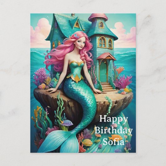 人魚姫のハッピーバースデー ポストカード (正面)