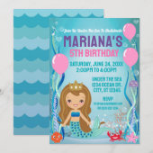 人魚姫のパーティー（金髪） 招待状 (正面/裏面)