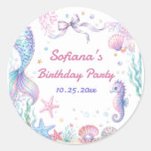 人魚姫のピンクゴールドのアンダー・ザ・シー 誕生日クラシック ラウンドシール (正面)