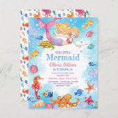人魚姫の子供の誕生日パーティーへの招待 ポストカード (正面/裏面)