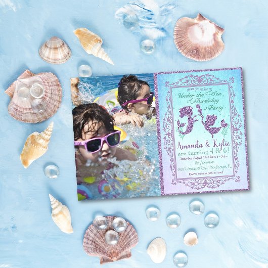 人魚姫の海底パーティー 誕生日カード 招待状