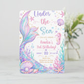 人魚姫の海底３歳の誕生日おめでとう 招待状 (スタンド正面)