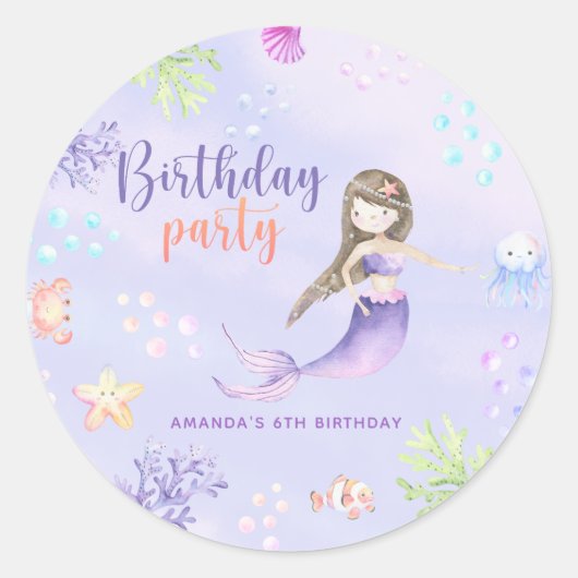 人魚姫の誕生日パーティー ラウンドシール (正面)