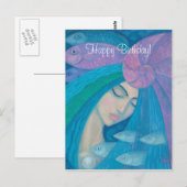 人魚姫の誕生日 お好きなメッセージを入れて ポストカード (正面/裏面)