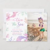 人魚姫の2歳の誕生日パーティー「海へ」写真 招待状 (正面)