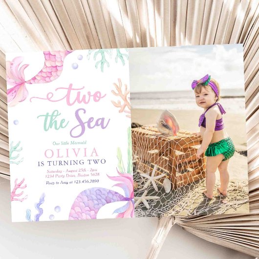 人魚姫の2歳の誕生日パーティー「海へ」写真 招待状