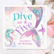 人魚姫の5歳の誕生日おめでとう 五歳の誕生日を祝おう紙アイテム