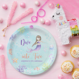 人魚姫の5歳の誕生日パーティーダイブ ペーパープレート