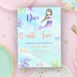 人魚姫の5歳の誕生日パーティーダイブ 招待状
