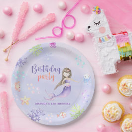 人魚姫の6歳の誕生日パーティー ペーパープレート