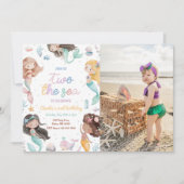 人魚姫2 海の女の子 2歳の誕生日フォト 招待状 (正面)
