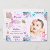 人魚姫　アンダーザシー　1歳の誕生日パーティー 招待状 (正面)