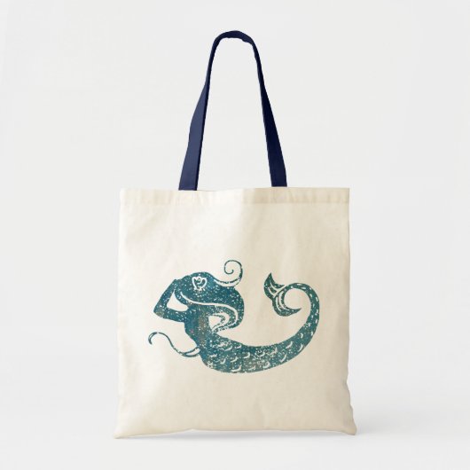 人魚擦り切れた トートバッグ (正面)