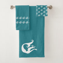 人魚海ティール（緑がかった色）ブルーとホワイト