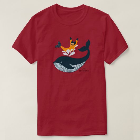 人魚猫とクジラのスプラッシュ Tシャツ (デザイン正面)