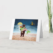 人魚猫のバレンタインデー折りたたみ式ホリデーカード シーズンカード (裏面)