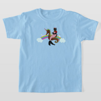 人魚猫 レインボーとユニコーン Tシャツ