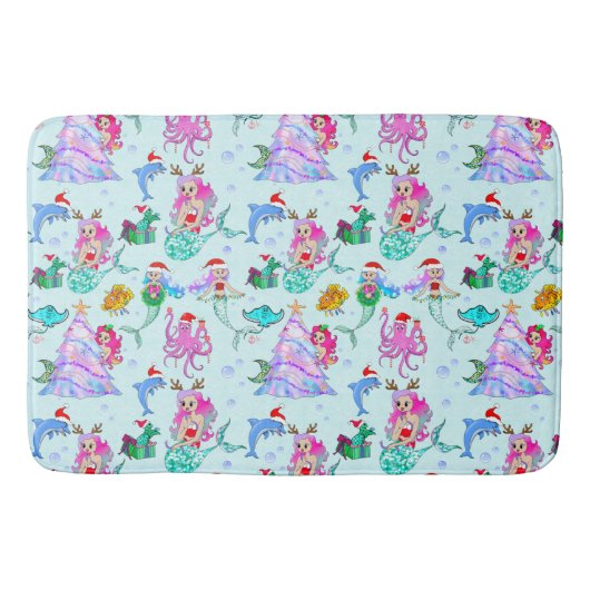 人魚祝のクリスマス バスマット (正面)