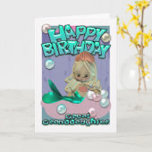 人魚素晴らし付き孫娘誕生日カード カード (黄色い花)