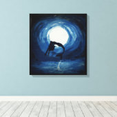 人魚絵画が水から飛び出した キャンバスプリント (インサイチュ (ウッドフロア))