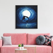 人魚絵画が水から飛び出した キャンバスプリント (インサイチュ (リビング))