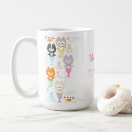 人魚航海の子猫とテーマの誕生日マグ コーヒーマグカップ