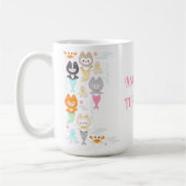 人魚航海の子猫とテーマの誕生日マグ コーヒーマグカップ (左)