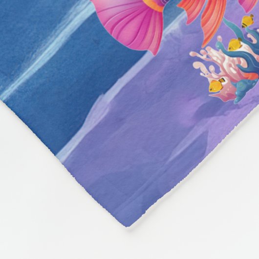 人魚鮮やか、恐竜、海の生物 フリースブランケット (角)