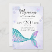 人魚1歳の誕生日招待状女の子 招待状 (正面)