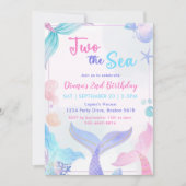人魚2歳の誕生日　海のパーティー 招待状 (正面)