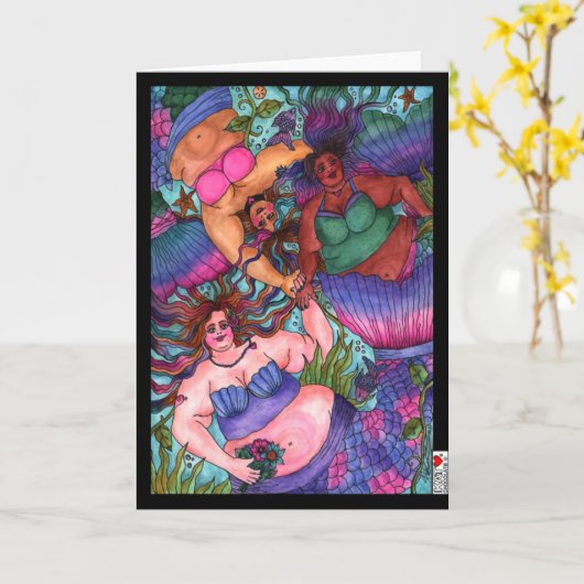 人魚3枚 カード (黄色い花)