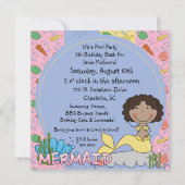 人魚（アフリカアメリカンガール）誕生日招待状 招待状 (裏面)