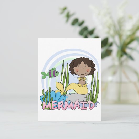 人魚 - アフリカ系アメリカ人 Tシャツとギフト ポストカード (スタンド正面)