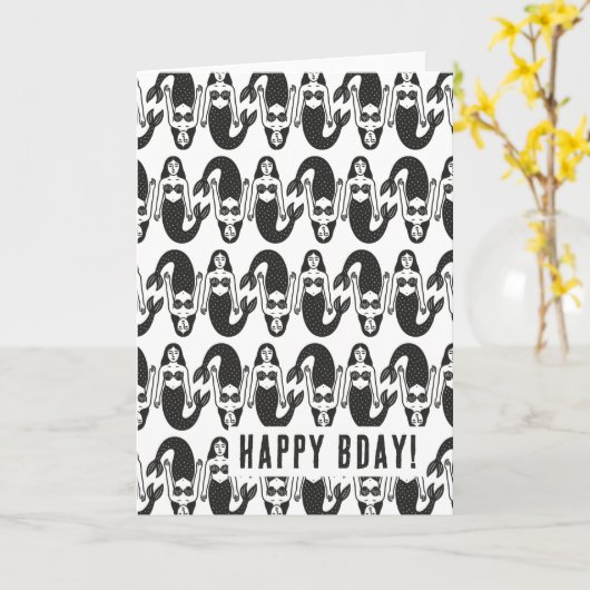 人魚 カード (黄色い花)