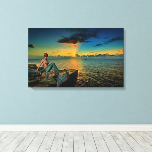 人魚 キャンバスプリント (インサイチュ (ウッドフロア))