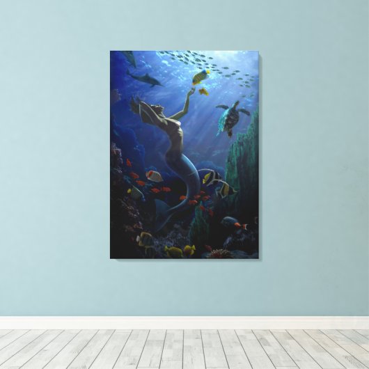 人魚 キャンバスプリント (インサイチュ (ウッドフロア))