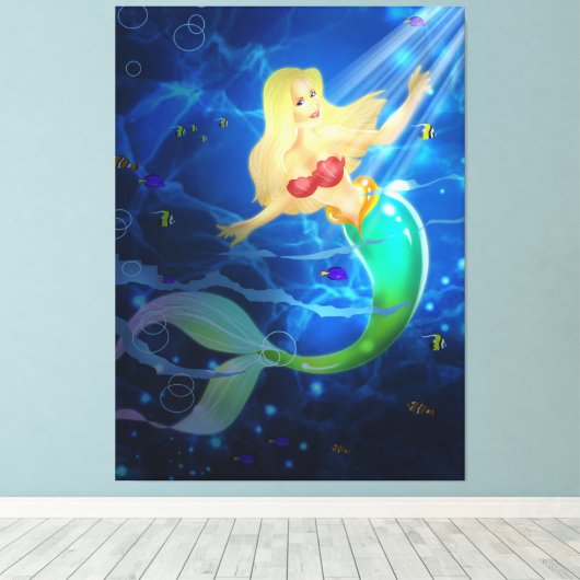 人魚 キャンバスプリント (インサイチュ (ウッドフロア))