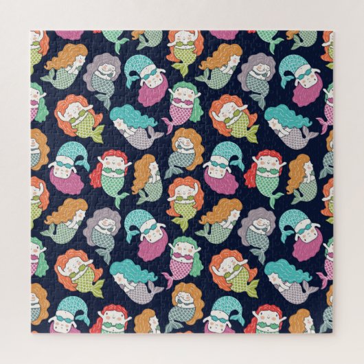 人魚：シームレお洒落スパターン。 ジグソーパズル (縦)