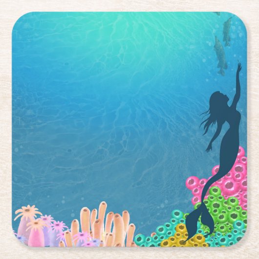 人魚 スクエアペーパーコースター (正面)