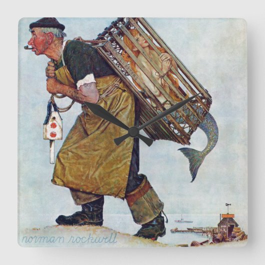 人魚 スクエア壁時計 (正面)