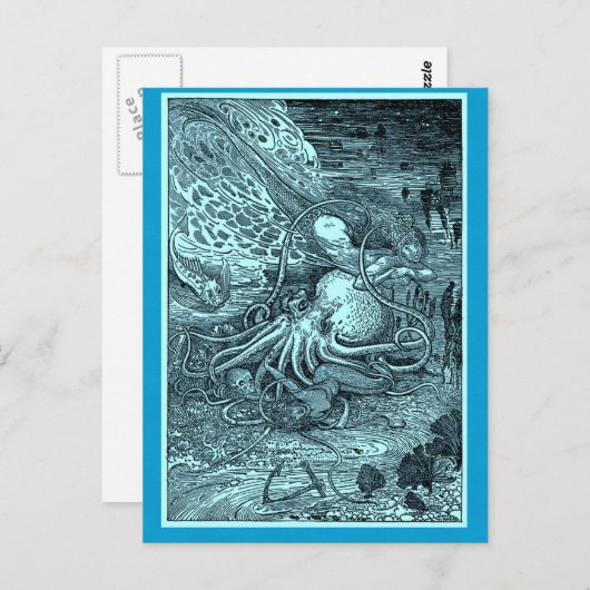 人魚・タコ ポストカード (正面/裏面)