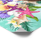 人魚 ダークヘア ピンクのヒトデ かわいい 個人的 ポスター (角)