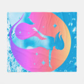人魚 フリースブランケット (正面(横))