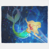 人魚 フリースブランケット (正面(横))