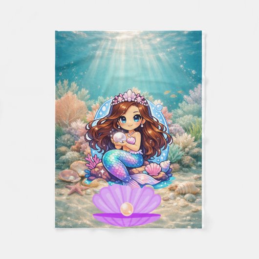 人魚 フリースブランケット (正面)