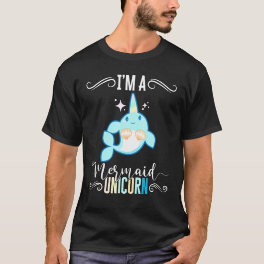 人魚 ユニコーン 一角獣 海の生き物 魚 Tシャツ (正面)