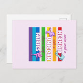 人魚、一角獣、妖精の贈り物。かわいいことわざ。 ポストカード (正面/裏面)