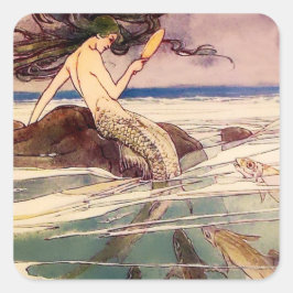 「人魚」妖精アート by アリス・B・ウッドワード スクエアシール